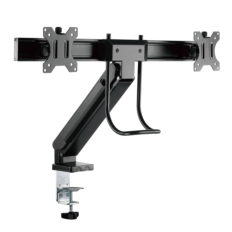 SUPORT de birou LOGILINK, pt 2 TV/monitor plat, curbat, diag. max 27 inch, rotatie, inclinare, pivotare, orizontala, verticala, max 6.5 Kg x 2, negru, "BP0102"