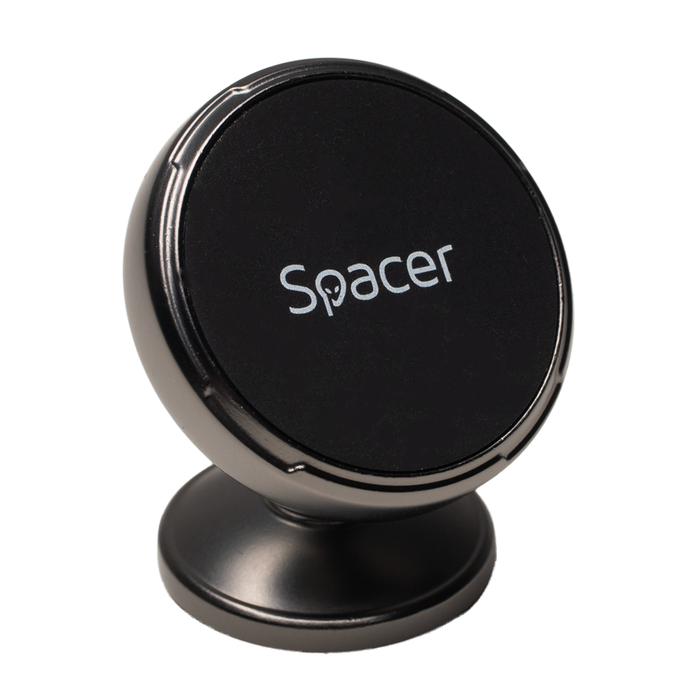 SUPORT auto magnetic SPACER pt. SmartPhone, Metalic,fixare prin adeziv, Magnetic, 4 SuperMagneti N50, rotire 360 grade, negru, "SPCH-MAG-FIX-03"