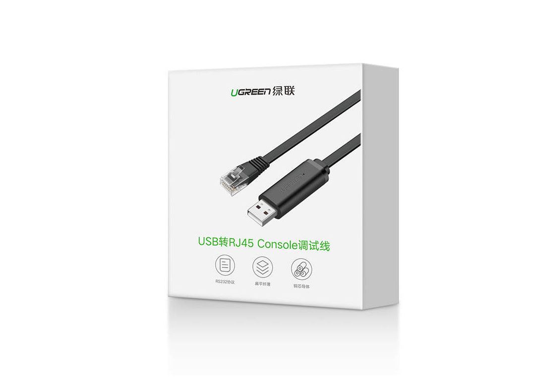 CABLU USB Ugreen adaptor, "CM204" cablu consola USB 2.0 (T) la RJ-45(T), 1.5m, negru, "50773" (timbru verde 0.08 lei) - 6957303857739