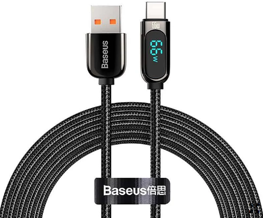 CABLU alimentare si date Baseus Display, Fast Charging Data Cable pt. smartphone, USB la USB Type-C 66W, braided, 1m, negru "CASX020001" (timbru verde 0.18 lei) - 6932172600563