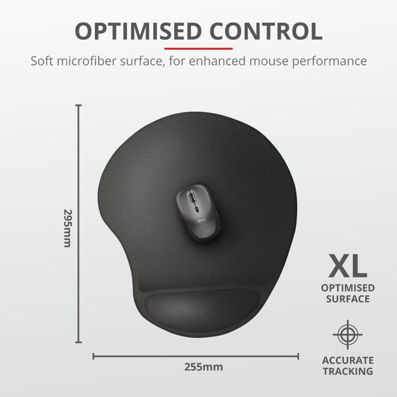Mouse PAD TRUST, "Bigfoot XL ", cu gel, cauciuc si material textil, 295 x 255 x 19 mm, negru, "TR-23728"