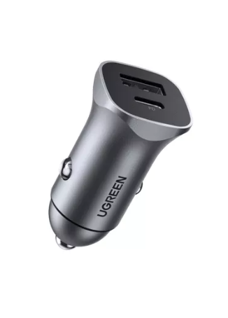 INCARCATOR auto Ugreen, "CD130" 1 x USB Output 5V/2.4A si 1 x USB Type-C Output 5V/3A, total output 18W, pt. bricheta auto, gri "30780" (timbru verde 0.8 lei) - 6957303837809