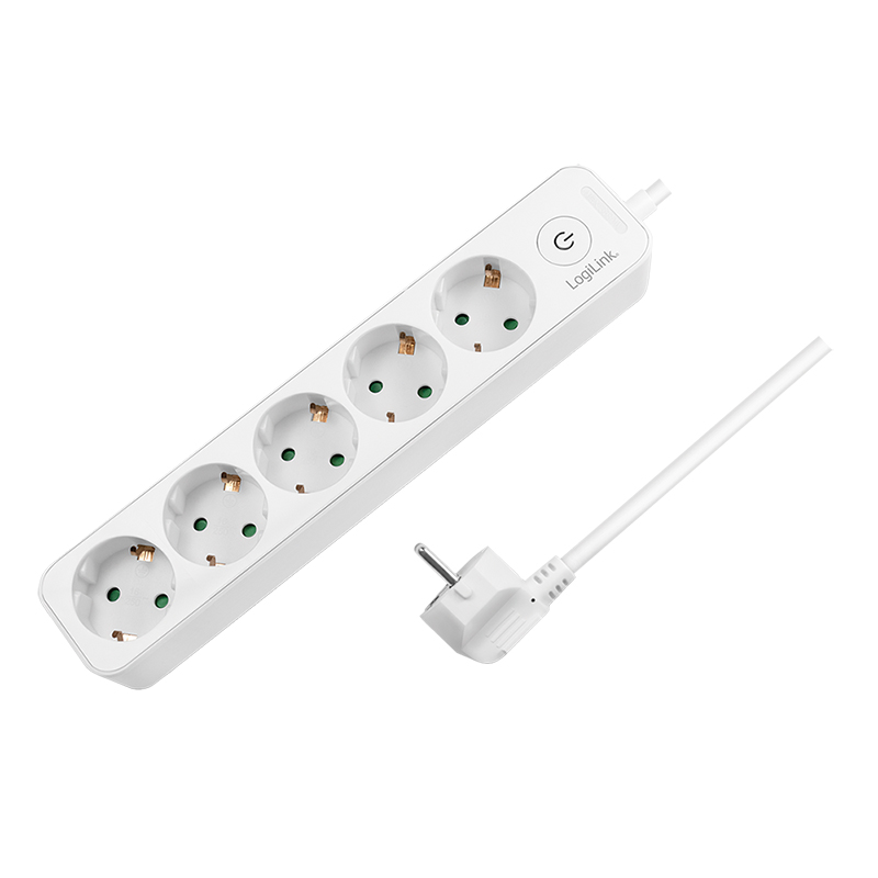 PRELUNGITOR LOGILINK, Schuko x 5, cablu 3G 1.5mm2, 230V/16A, 50 Hz, max. 3600 W, buton intrerupator iluminat, IP20, 1.5m, alb "LPS246" (include TV 0.80lei)