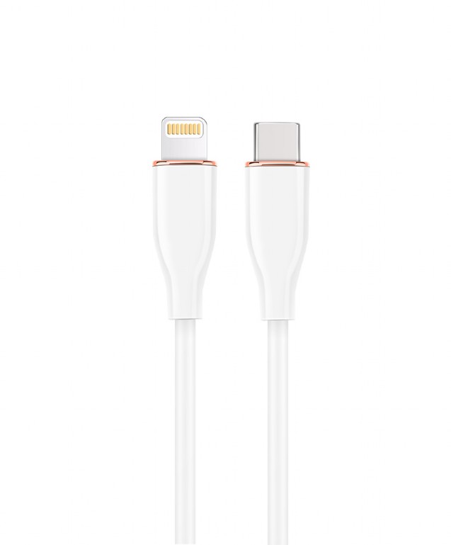 CABLU alimentare si date GEMBIRD, pt. smartphone, USB 2.0 Type-C (T) la Lightning (T), 20W, 1.5m, protectie silicon, alb, "CC-USB2S-CM8PM-1.5M-W" (timbru verde 0.08 lei)