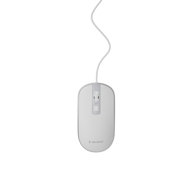MOUSE GEMBIRD, PC sau NB, cu fir, USB, optic, 1200 dpi, butoane/scroll 4/1, cablu 1.35m, alb-argintiu, "MUS-4B-06-WS" (timbru verde 0.18 lei)