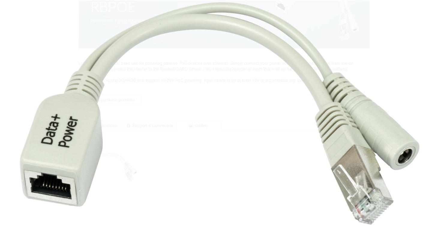 MIKROTIK 10/100 POE INJECTOR "RBPOE"