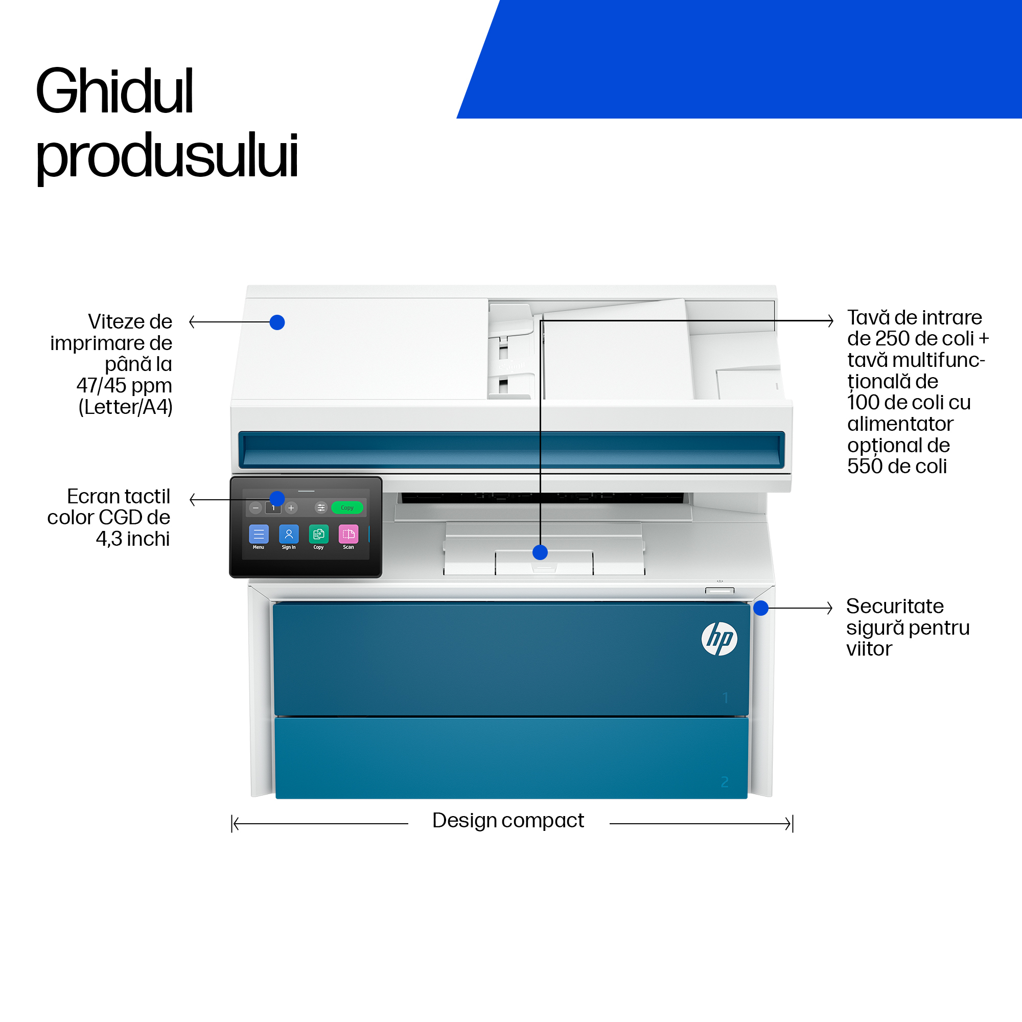 Multifunctional Laser Mono HP  MFP 4113fdw, A4, Functii: Impr.|Scan.|Cop.|Fax, Viteza de Printare Monocrom: 47ppm, Viteza de printare color: , Conectivitate:USB|Retea|WiFi, Duplex:Da, ADF:DADF(incl.TV 11lei) "8X3G0A" - imagine 4
