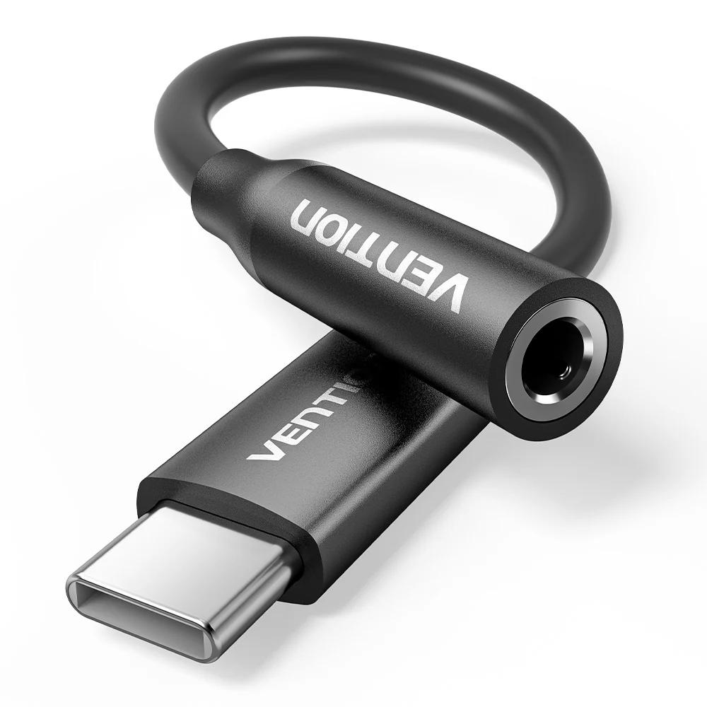Adaptor audio Vention, USB-C (T) la Jack 3.5mm (M), 0.1m, PVC, negru, "BIIBA" (timbru verde 0.08 lei) -6922794792692