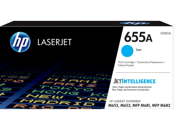 Toner Original HP Cyan, nr.655A, pentru Color LaserJet M652|M653|M681|M682, 10.5K, (timbru verde 1.2 lei) , "CF451A"