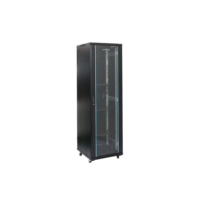 Rack 18U 600x800, montare pe podea, usa din sticla, panouri laterale detasabile si securizate, dezasamblat, culoare negru RAL 9004, DATEUP "MS2.6818.9001"