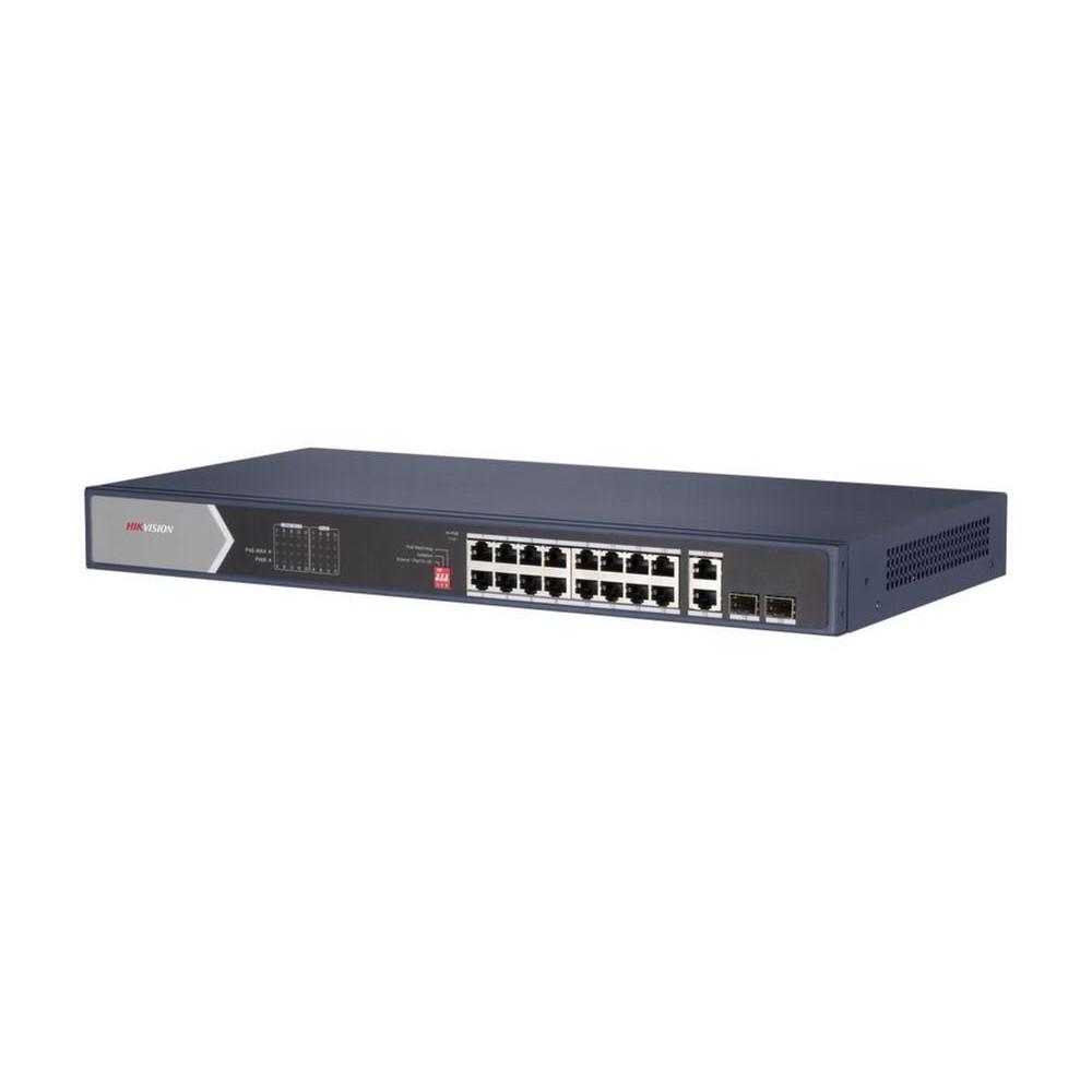SWITCH. PoE Hikvision, port Gigabit x 16, SFP SFP x 2, rackabil, carcasa metalica, "DS-3E0520HP-E" (timbru verde 2 lei)
