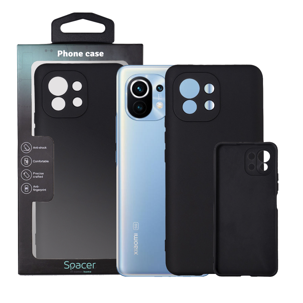 Husa Xiaomi Mi 11 5G Spacer, negru, grosime 1.5mm, material flexibil TPU "SPPC-XI-MI-115G-TPU"