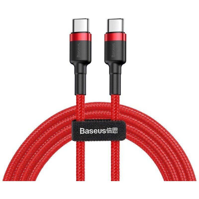 CABLU alimentare si date Baseus Cafule, Fast Charging Data Cable pt. smartphone, USB Type-C la USB Type-C 3A / 60W, 1m, rosu "CATKLF-G09" (timbru verde 0.08 lei) - 6953156285194