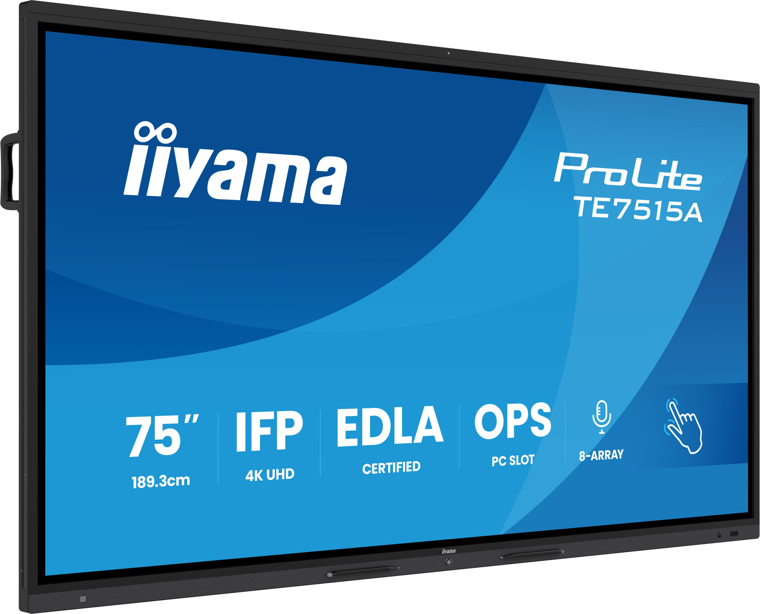 Iiyama ProLite TE7515A-B1AG - 75" Diagonal Class (74.5" viewable) LED-backlit display interactive digital signage with touchscreen / 8-microphone / 4K UHD (2160p) 3840 x 2160 "TE7515A-B1AG" (timbru verde 7 lei)