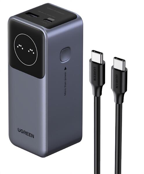 POWER BANK Ugreen "PB724", 12000mAh, 100W, 1 x USB Type-C input/output, 1 x USB, display, gri, "35526B" (timbru verde 0.98 lei) - 6941876242948