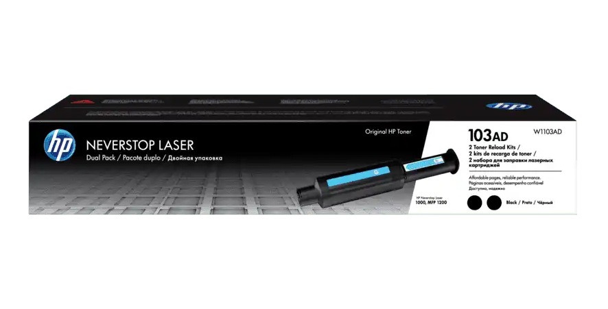 Dual-Pack Original HP Black, nr.103AD, pentru NeverStop LaserJet 1000|1200, 5K, (timbru verde 1.2 lei) , "W1103AD"