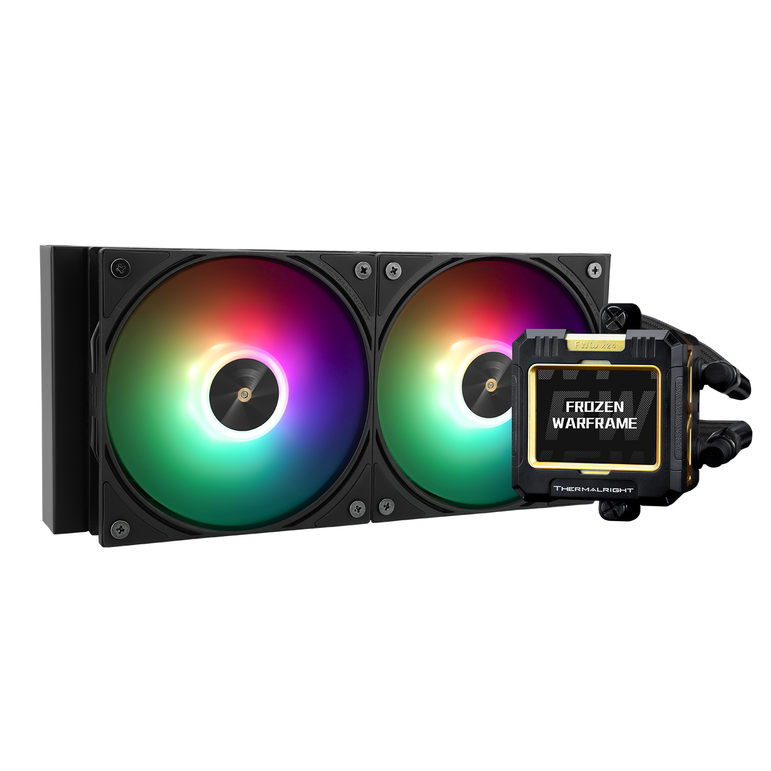 COOLER Thermalright "Frozen Warframe 240 Black Argb", skt. LGA1851, LGA 1700, AM4, AM5, racire cu lichid, 2 x 120mm, 2000 RPM, ARGB adresabil, negru "Frozen Warframe 240 Black Argb" (timbru verde 2.00 lei)