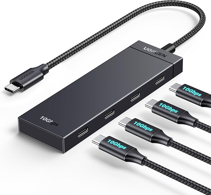 HUB extern Ugreen, "CM806" porturi USB Type-C: USB Type-C 3.2 x 4, conectare prin USB Type-C, lungime 0.5 m, negru, "35584" (timbru verde 0.8 lei) - 6941876235841
