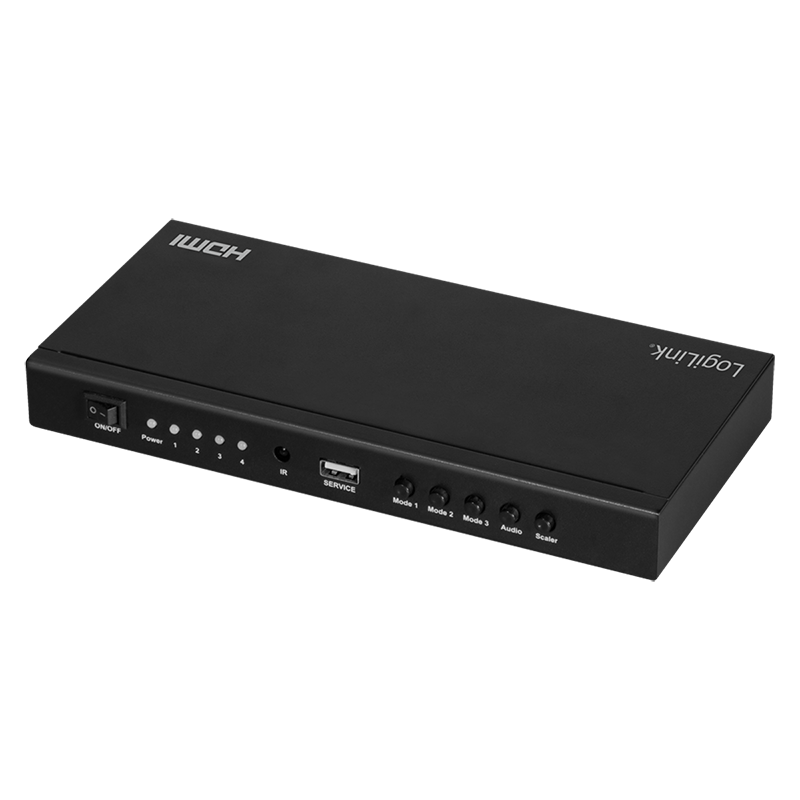 SWITCH video LOGILINK, 4 x 1 port, Input: HDMI (M) x 4, Output: HDMI (M) 1.4 x 1, 3.5mm x 1, rezolutie maxima 4K (3840 x 2160) la 30 Hz, negru, "HD0053" (timbru verde 0.8 lei)