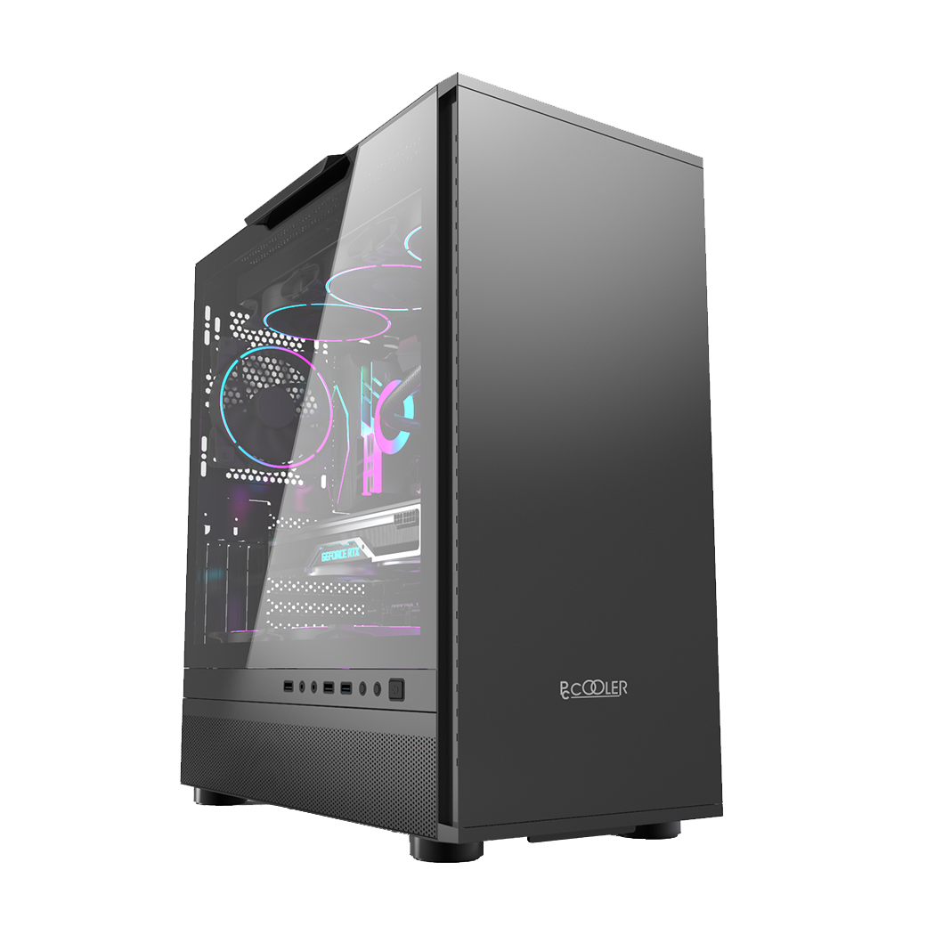 CARCASA PCCOOLER, Tower, ATX, fara sursa, sticla securizata, 1 ventilator inclus , negru, USB 3.2 gen 1 x 1, USB 2.0 x 2, mic, audio,"IE200""