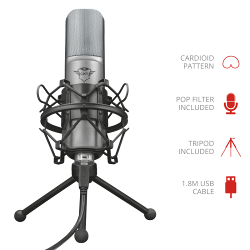 MICROFON Trust GXT 242 Lance Streaming Microphone "22614" (timbru verde 0.03 lei)