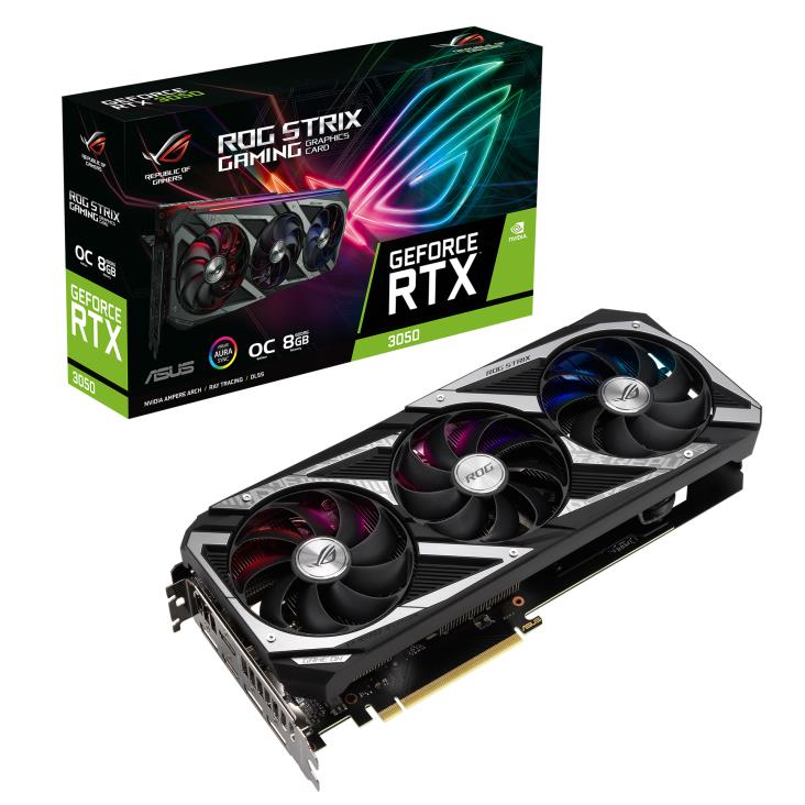 PLACA VIDEO ASUS "ROG Strix GeForce RTX 3050 OC", 8 GB GDDR6 128 biti, PCI Express 4.0 x 8, HDMI x 2 DisplayPort x 3, sistem racire aer, "STRIX-RTX3050-O8G-GAMING"