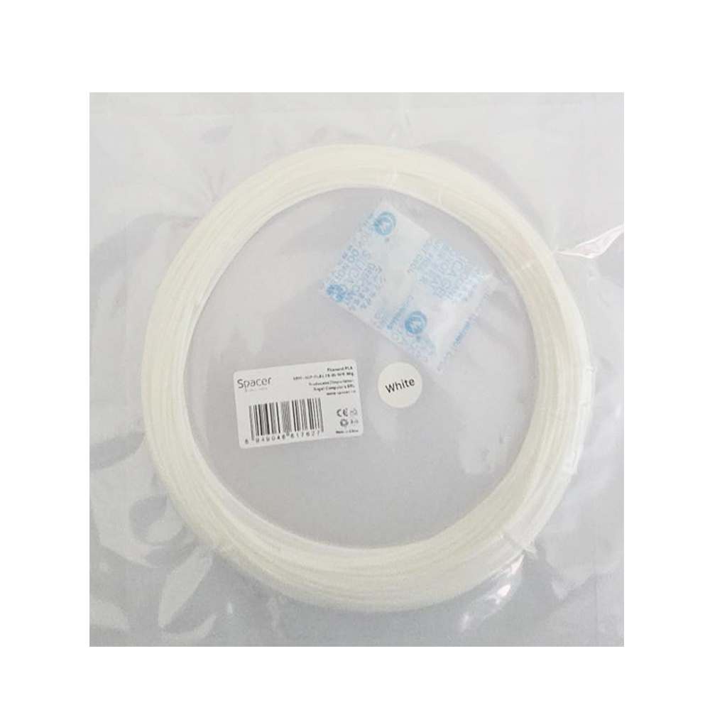 FILAMENT Spacer pt. imprimanta 3D - PLA, 1.75mm diamentru,50g, topire 195-235 grC, white, "SPPF-3DP-PLA1.75-01-WH-50g"