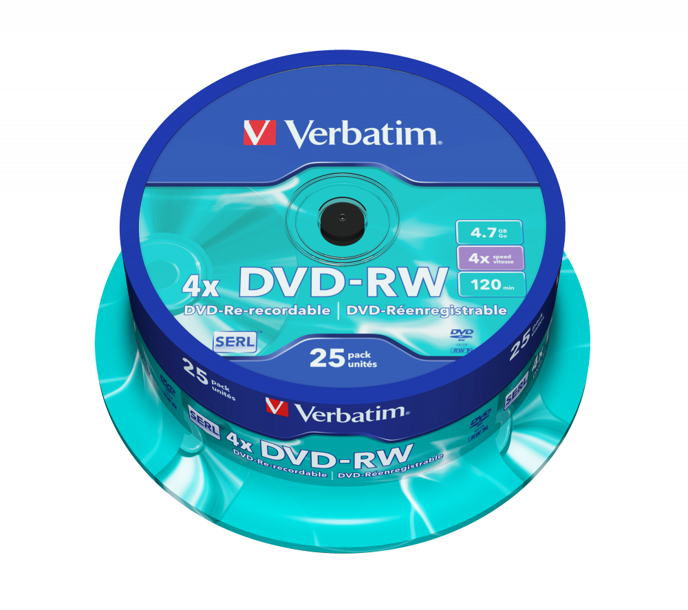 DVD-RW VERBATIM, 4.7GB VITEZA 4X, MATT SILVER SURFACE, SPINDLE, 25 BUC, "43639"