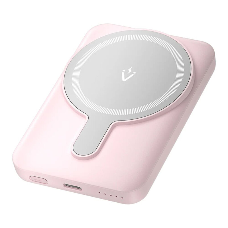 Power Bank Vention 5.000 mAh, 20W magnetic, wireless, 1 x USB-C, 166g, roz, "FHSP0" (timbru verde 0.98 lei) - 6922794785472