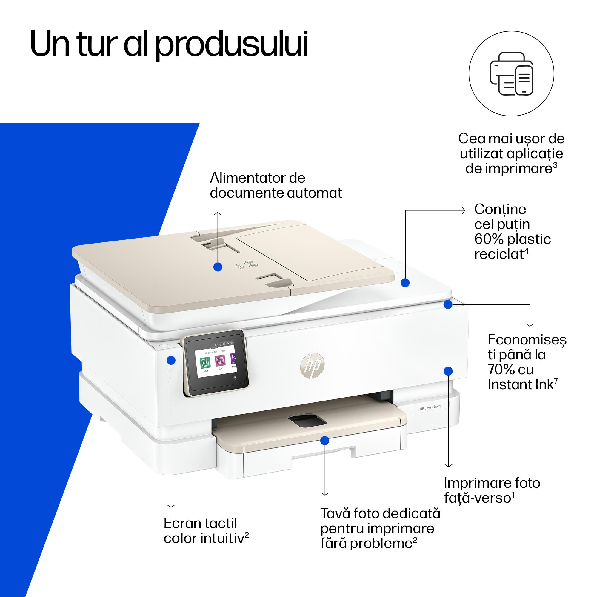 Multifunctional InkJet Color HP, ENVY PHOTO 7930, A4, Functii: Impr.|Scan.|Cop., Vit.Print. 15ppm, Conectivitate:USB|WIFI, Duplex:Da, ADF:ADF(incl.TV 8lei) "B63K5B" - imagine 3