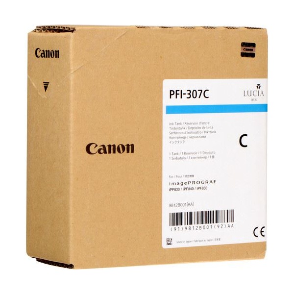 Cartus Cerneala Original Canon Cyan, PFI-307C, pentru IPF 830|840|850, 330ml, (timbru verde 0.15 lei),NOPP, "CF9812B001AA"