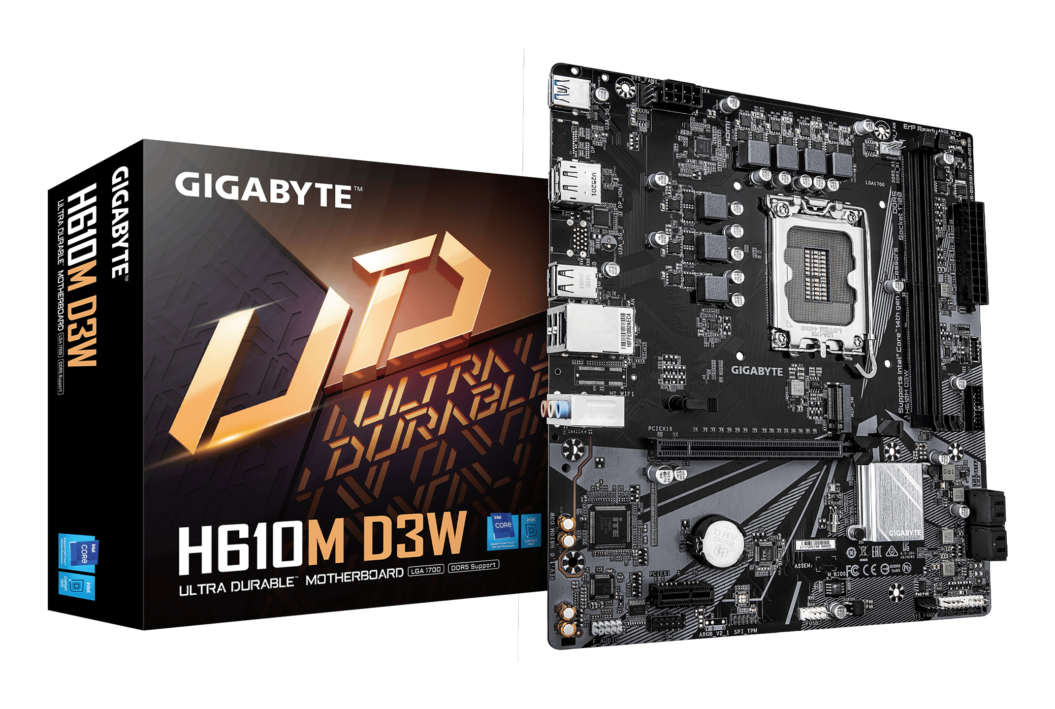 Placa de baza GIGABYTE H610M D3W DDR4, LGA1700, mATX, Negru "H610M D3W"