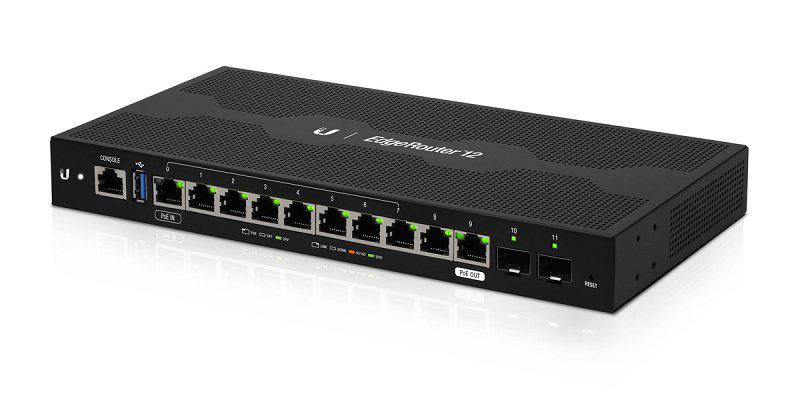 ROUTER Ubiquiti EdgeRouter, wired, port LAN 10/100/1000 x 10, port WAN 10/100/1000 x 1, "ER-12" (timbru verde 0.8 lei)