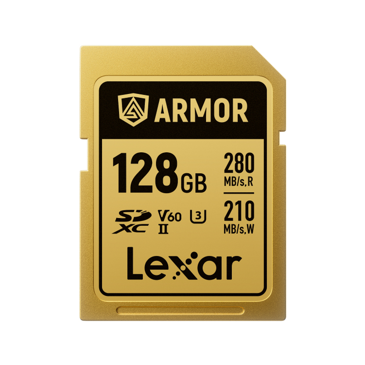 Card de memorie Lexar ARMOR Gold LSDAMGL128G-RNNNG, 128GB, SDXC, UHS-II U3, V60, Inox, IP68 "LSDAMGL128G-RNNNG" (timbru verde 0.03 lei)