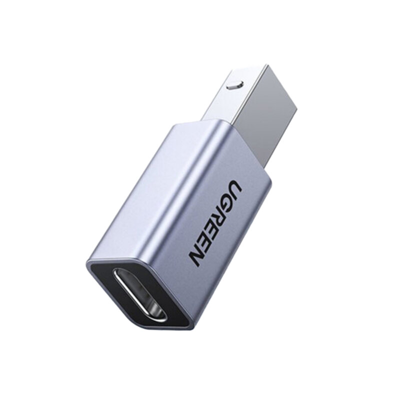 ADAPTOR USB Ugreen, "US382" USB Type-C(M) la USB-B(T), viteza max 480Mb/s, aluminiu, gri "20120" (timbru verde 0.18 lei) - 6957303821204
