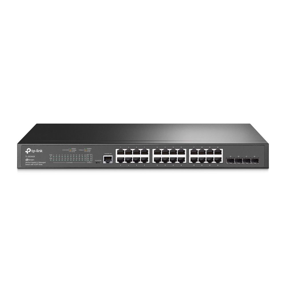 Switch TP-Link cu management L2, 24 Porturi Gigabit, 4 x SFP Gigabit "TL-SG3428" (timbru verde 2 lei)