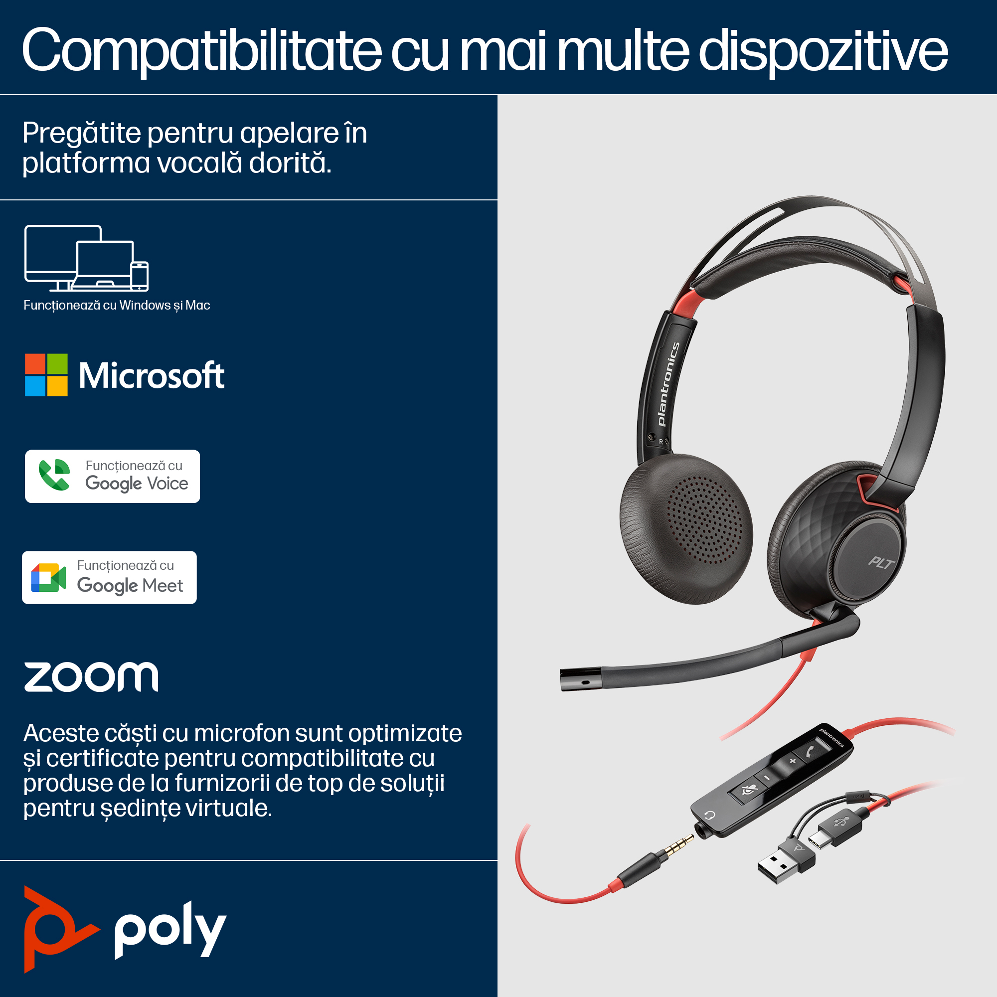 Poly BW 5220 USB-C HS +3.5mmP +USB-C/A"8X231AA" - imagine 6