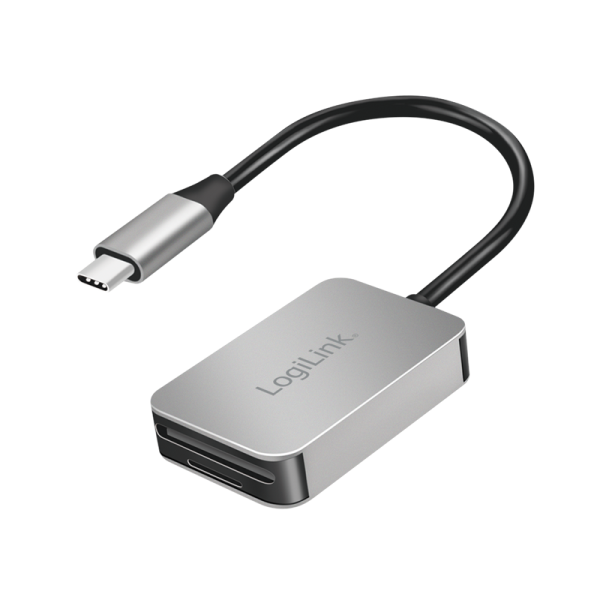 CARD READER extern LOGILINK, interfata USB Type C, citeste/scrie: SD / micro SD; aluminiu, gri, "CR0050" (timbru verde 0.03 lei)