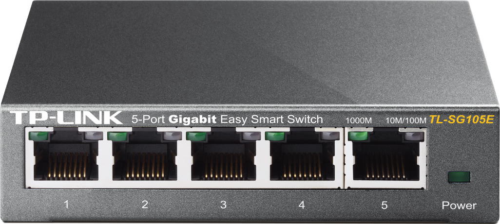 SWITCH TP-LINK 5 porturi Gigabit. carcasa metalica "TL-SG105E" (timbru verde 2 lei)