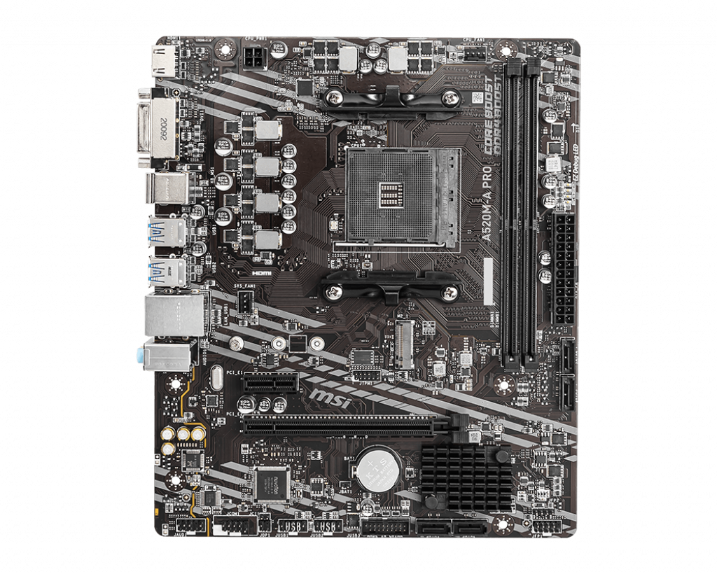 PLACA de BAZA MSI "A520M-A PRO", skt AM4, mATX, AMD A520, 2 x DDR4, max. 64 GB, 4 x SATA, 1 x M.2, 7.1, "A520M-A PRO"