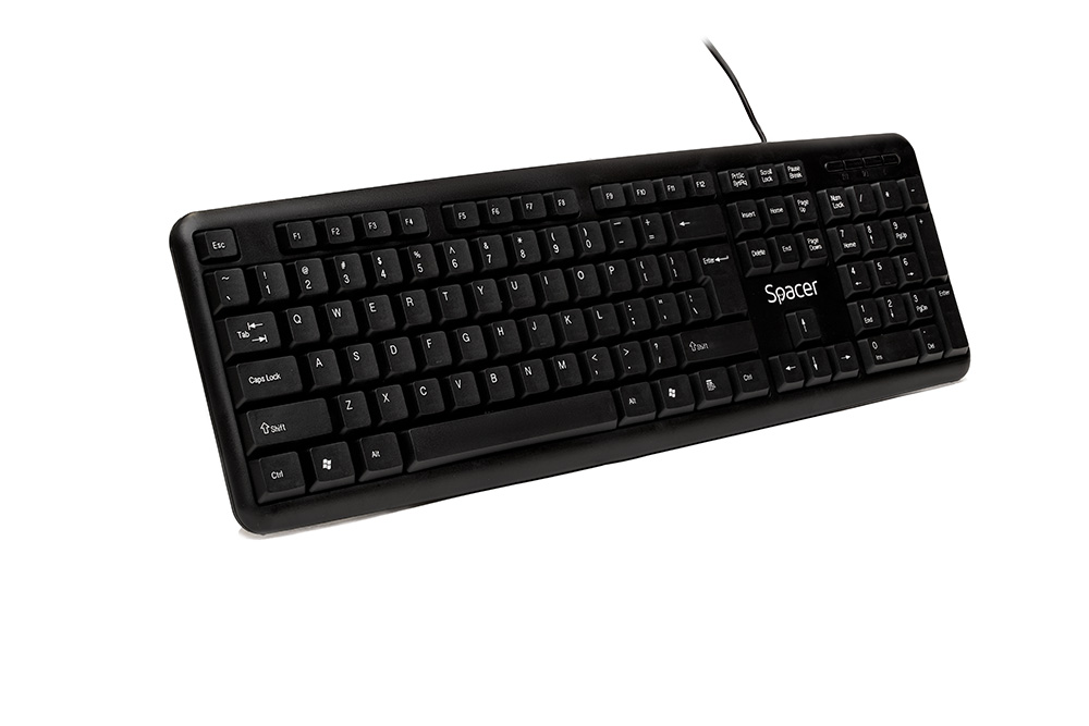 TASTATURA SPACER USB, 104 taste, anti-spill, black, "SPKB-520" (timbru verde 0.8 lei)
