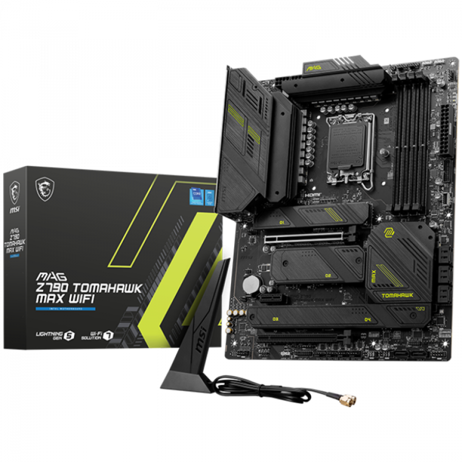 PLACI de BAZA MSI MAG Z790 TOMAHAWK MAX WIFI, ATX, Socket LGA 1700,DDR5 7800+(OC)MHz, 2x PCIe x16 slots, 4x M.2 slots, 1x HDMI, 1x DP, 2x USB 3.2 Gen1, 1x USB 3.2 Gen2, 4x USB 2.0, Type-C, 7.1 HD Audio, 2.5Gbps LAN "MAG_Z790_TOMAHAWK_MAX_WIFI"