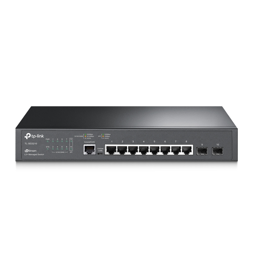 Switch TP-Link cu management L2+, 8 Porturi Gigabit, 2 x SFP Gigabit "TL-SG3210" (timbru verde 2 lei)