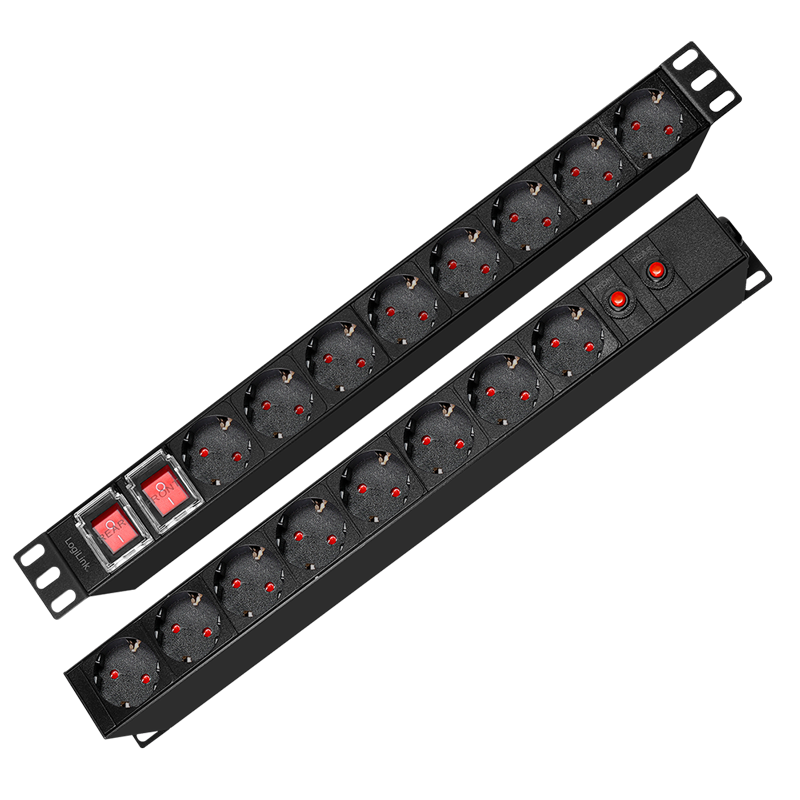 PDU LOGILINK 1U pt. rack 19 inch, 16 prize Schuko, intrare Schuko, max 16 A, dispuse 8 schuko front + 8 schuko back, ON/OFF x 2, prot. Suprasarcina, 2 m, negru, "PDU1601" (timbru verde 0.8 lei)