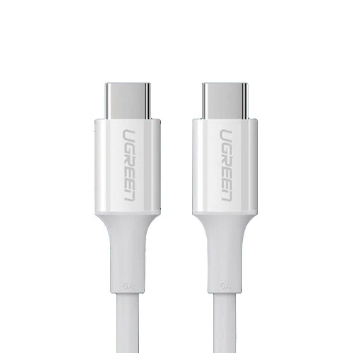 CABLU alimentare si date Ugreen, "US300", Fast Charging Data Cable pt. smartphone, USB Type-C la USB Type-C, 5A, 1m, alb "60551" (timbru verde 0.08 lei) - 6957303865512