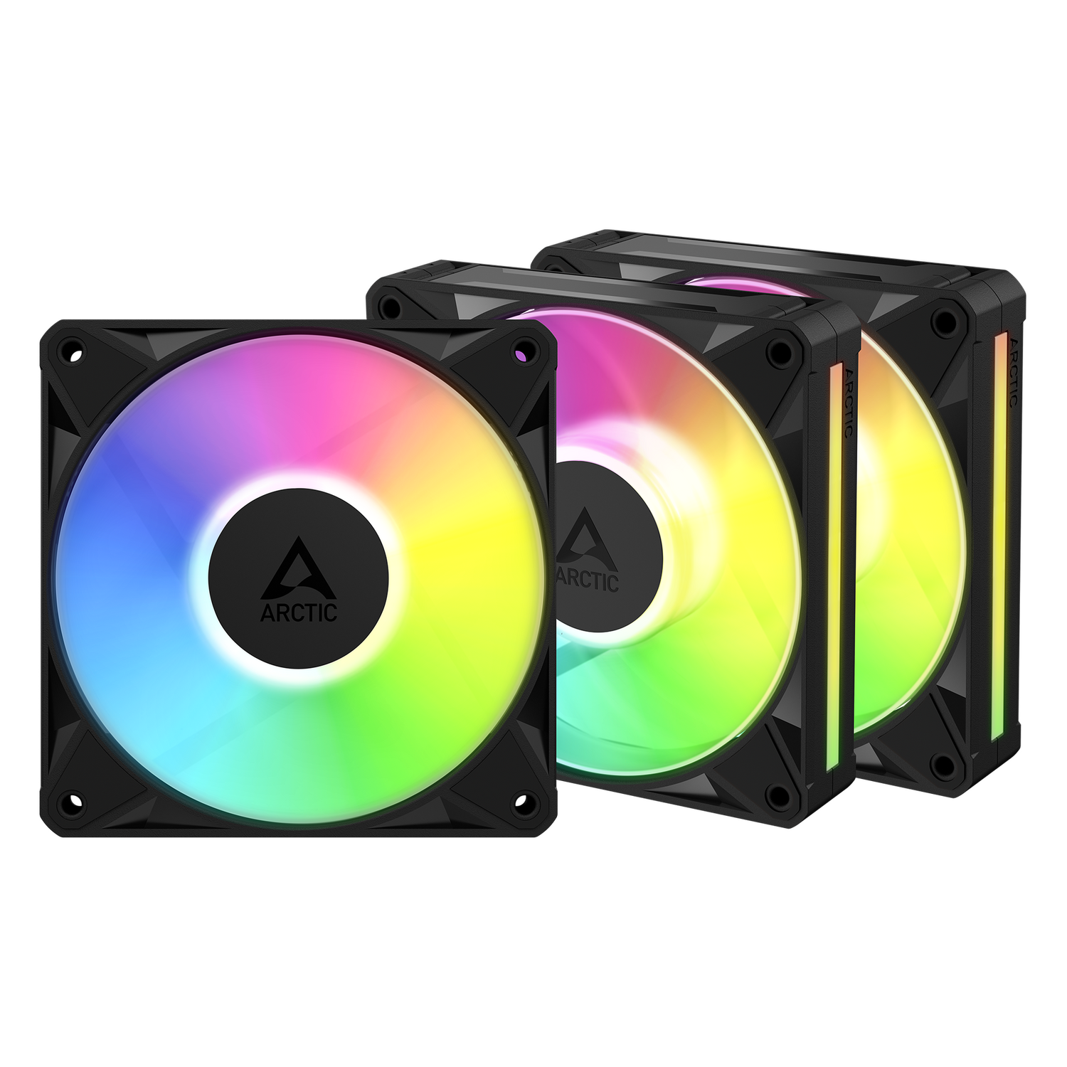 Set 3 ventilatoare Arctic "BioniX P14 A-RGB", 140mm, 450 - 3000 RPM, FDB, 76 cfm, 4-Pin PWM | 3-pin ARGB, negru, "ACFAN00341A"