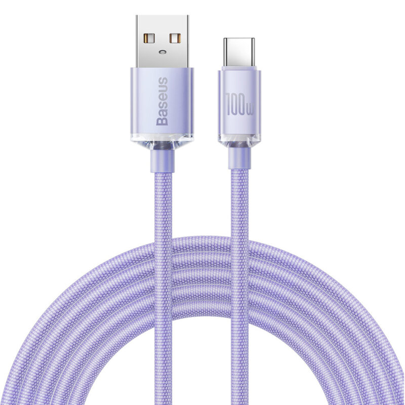 CABLU alimentare si date Baseus Crystal Shine, Fast Charging Data Cable pt. smartphone, USB la USB Type-C 100W, 1.2m, violet "CAJY000405" (timbru verde 0.08 lei) - 6932172602826