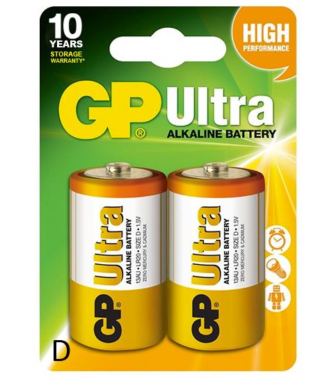 Baterie GP Batteries, Ultra Alcalina D (LR20) 1.5V alcalina, blister 2 buc. "GP13AU-2UE2" "GPPCA13AU005" (timbru verde 0.16 lei)