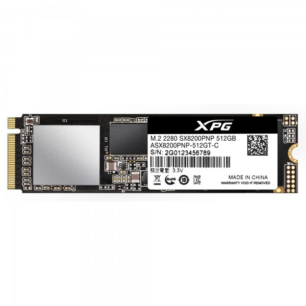 SSD ADATA, XPG SX8200 Pro, 512 GB, M.2, PCIe Gen3.0 x4, 3D TLC Nand, R/W: 3500/2300 MB/s, "ASX8200PNP-512GT-C"