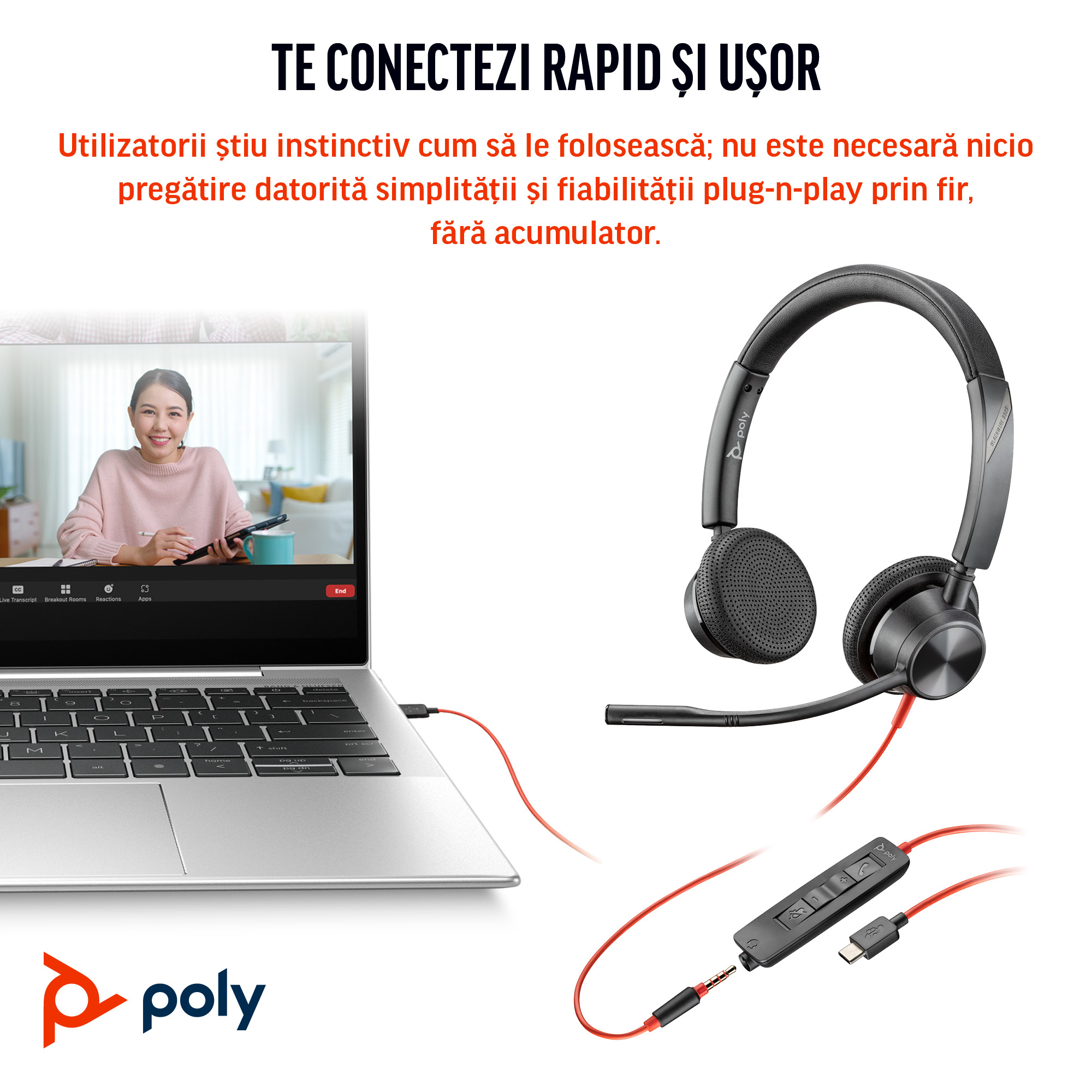 Poly BW 3325 -M USB-C HS +USB-C/A"8X222AA" - imagine 5